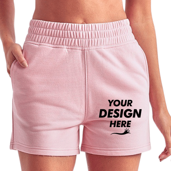 TriDri Women's Maria Jogger Shorts, Light Pink, Front view, Mockup