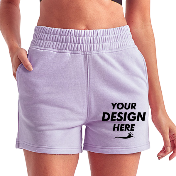 TriDri Women's Maria Jogger Shorts, Lilac, Front view, Mockup