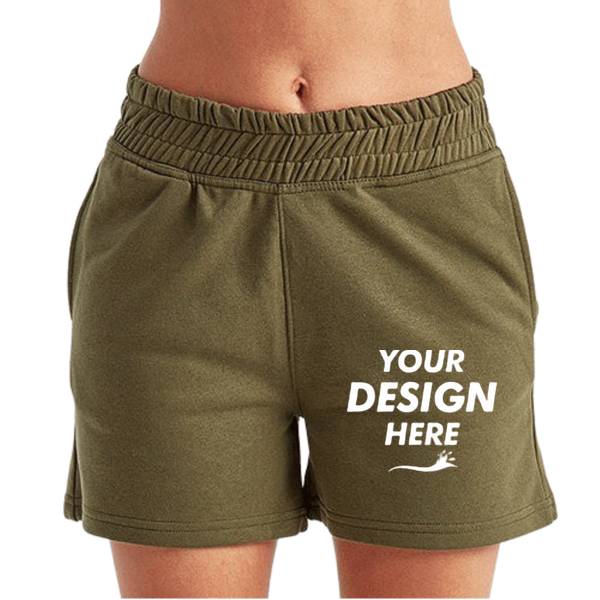 TriDri Women's Maria Jogger Shorts, Olive, Front view, Mockup