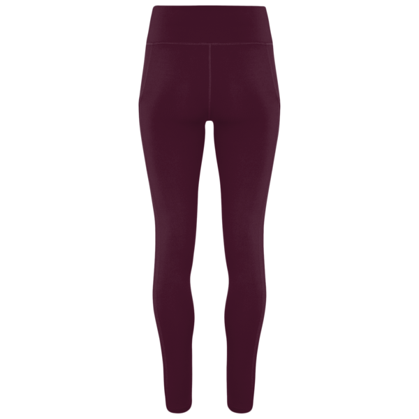 TriDri Women's Mesh Pocket Danica Leggings, Mulberry, Back view