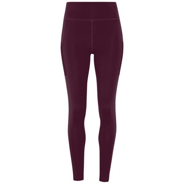 TriDri Women's Mesh Pocket Danica Leggings, Mulberry, Front view