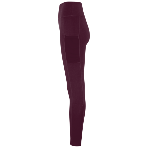 TriDri Women's Mesh Pocket Danica Leggings, Mulberry, Left Side view