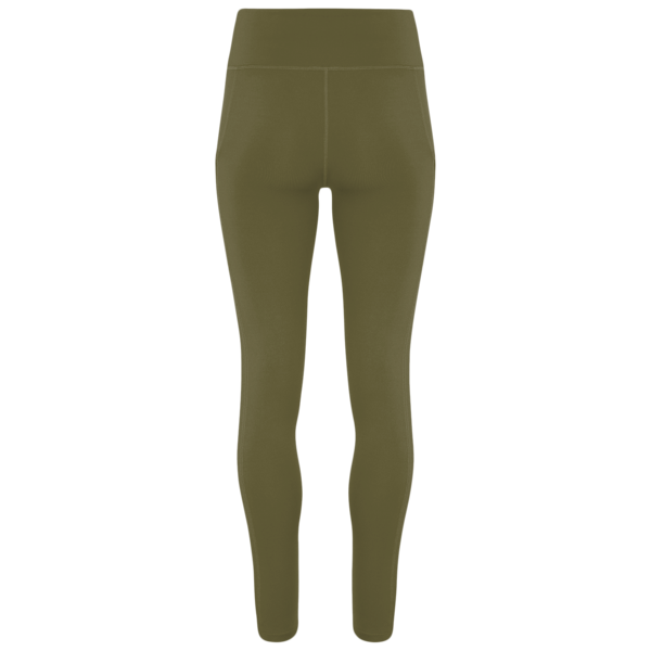 TriDri Women's Mesh Pocket Danica Leggings, Olive, Back view