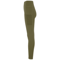 TriDri Women's Mesh Pocket Danica Leggings, Olive, Left Side view