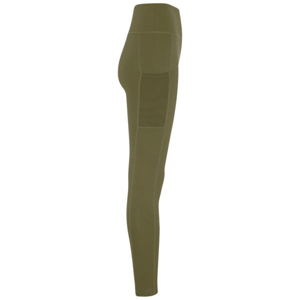 TriDri Women's Mesh Pocket Danica Leggings, Olive, Right Side view