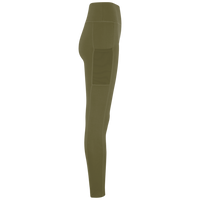 TriDri Women's Mesh Pocket Danica Leggings, Olive, Right Side view