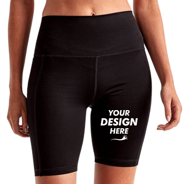 TriDri Women's Performance Compression Shorts, Black, Front view, Mockup