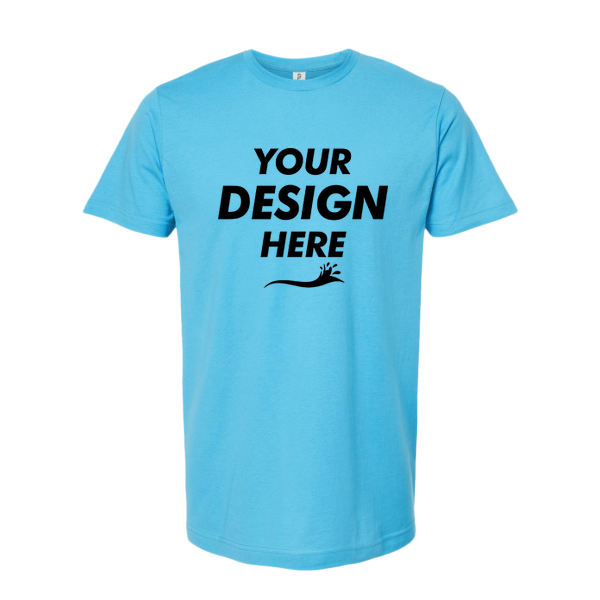 Tultex Fine Jersey T-Shirt, Aqua, Front view, Mockup