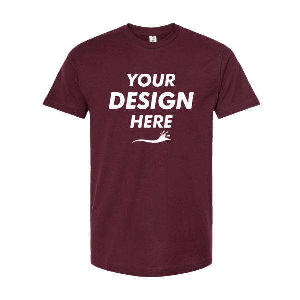 Tultex Fine Jersey T-Shirt, Burgundy, Front view, Mockup