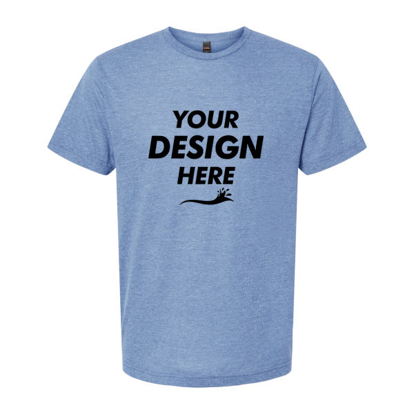 Tultex Men's Tri-Blend T-Shirt, Athletic Blue Tri Blend, Front view, Mockup