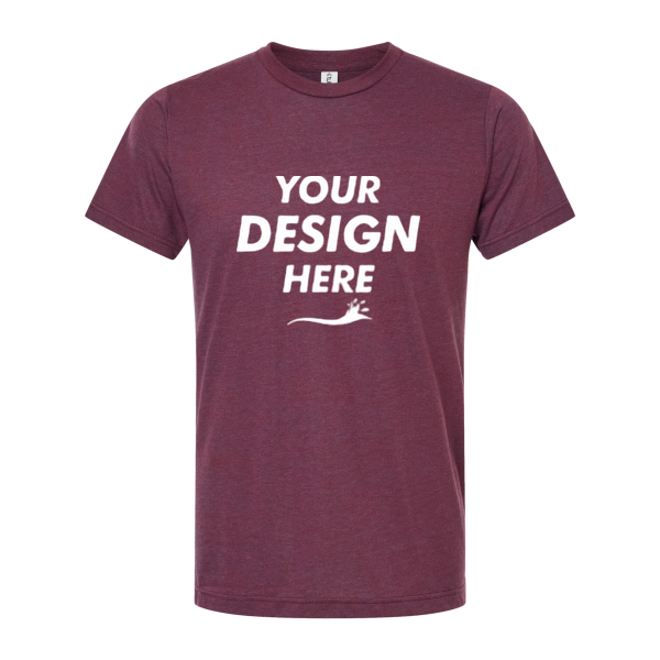 Tultex Men's Tri-Blend T-Shirt, Berry Tri Blend, Front view, Mockup
