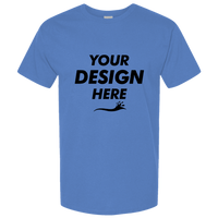 Tultex Unisex Combed CVC T-Shirt, Heather Columbia Blue, Front view, Mockup