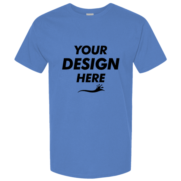 Tultex Unisex Combed CVC T-Shirt, Heather Columbia Blue, Front view, Mockup