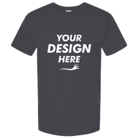 Tultex Unisex Combed CVC T-Shirt, Heather Dark Grey, Front view, Mockup