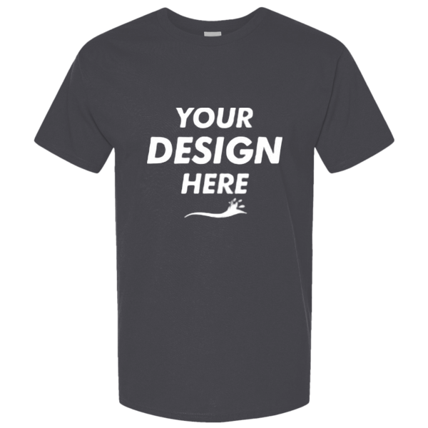 Tultex Unisex Combed CVC T-Shirt, Heather Dark Grey, Front view, Mockup