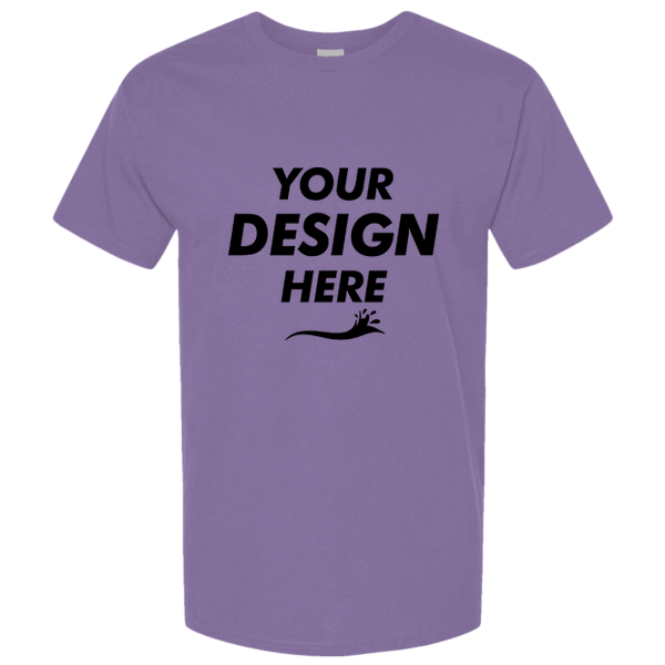 Tultex Unisex Combed CVC T-Shirt, Heather Deep Purple, Front view, Mockup