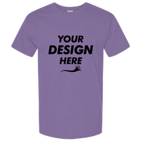 Tultex Unisex Combed CVC T-Shirt, Heather Deep Purple, Front view, Mockup