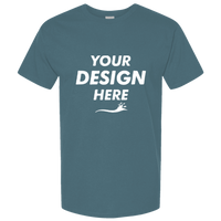 Tultex Unisex Combed CVC T-Shirt, Heather Deep Teal, Front view, Mockup