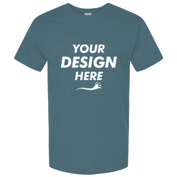 Tultex Unisex Combed CVC T-Shirt, Heather Deep Teal, Front view, Mockup