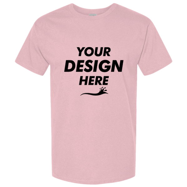 Tultex Unisex Combed CVC T-Shirt, Heather Light Pink, Front view, Mockup