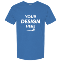 Tultex Unisex Combed CVC T-Shirt, Heather Royal, Front view, Mockup