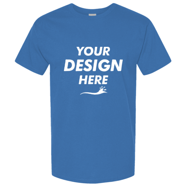 Tultex Unisex Combed CVC T-Shirt, Heather Royal, Front view, Mockup