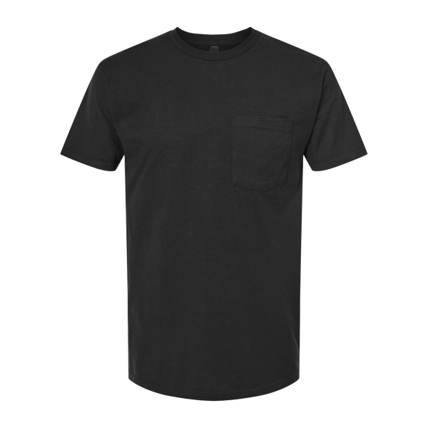 Tultex Unisex Heavyweight Jersey Pocket T-Shirt, Black, Front view
