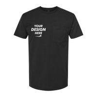 Tultex Unisex Heavyweight Jersey Pocket T-Shirt, Black, Front view, Mockup