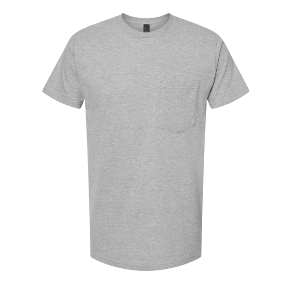 Tultex Unisex Heavyweight Jersey Pocket T-Shirt, Heather Grey, Front view