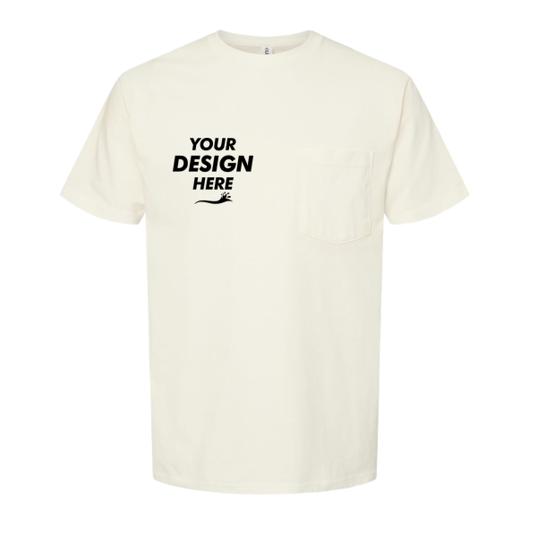 Tultex Unisex Heavyweight Jersey Pocket T-Shirt, Natural, Front view, Mockup