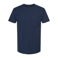 Tultex Unisex Heavyweight Jersey Pocket T-Shirt, Navy, Front view
