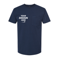 Tultex Unisex Heavyweight Jersey Pocket T-Shirt, Navy, Front view, Mockup