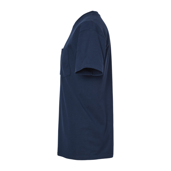 Tultex Unisex Heavyweight Jersey Pocket T-Shirt, Navy, Left Sleeve view