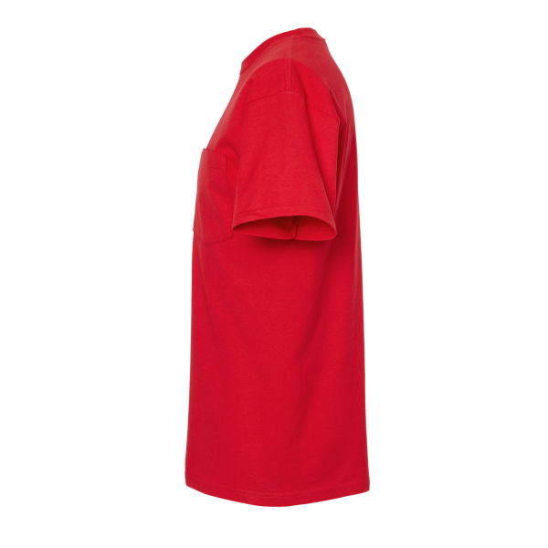Tultex Unisex Heavyweight Jersey Pocket T-Shirt, Red, Left Sleeve view