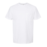Tultex Unisex Heavyweight Jersey Pocket T-Shirt, White, Front view