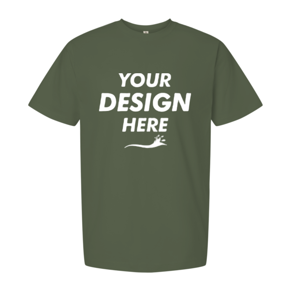 Tultex Unisex Heavyweight Street T-Shirt, Military Green, Front view, Mockup