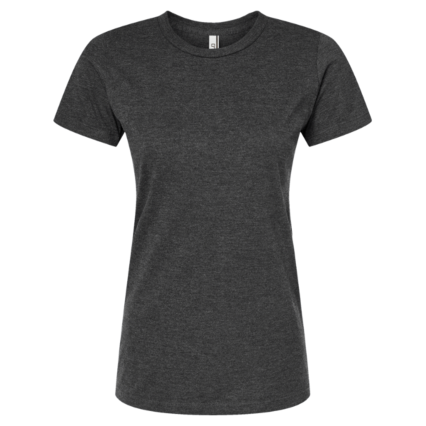 Tultex Women's Premium Cotton Blend T-Shirt, Black Heather, Front view