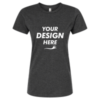 Tultex Women's Premium Cotton Blend T-Shirt, Black Heather, Front view, Mockup