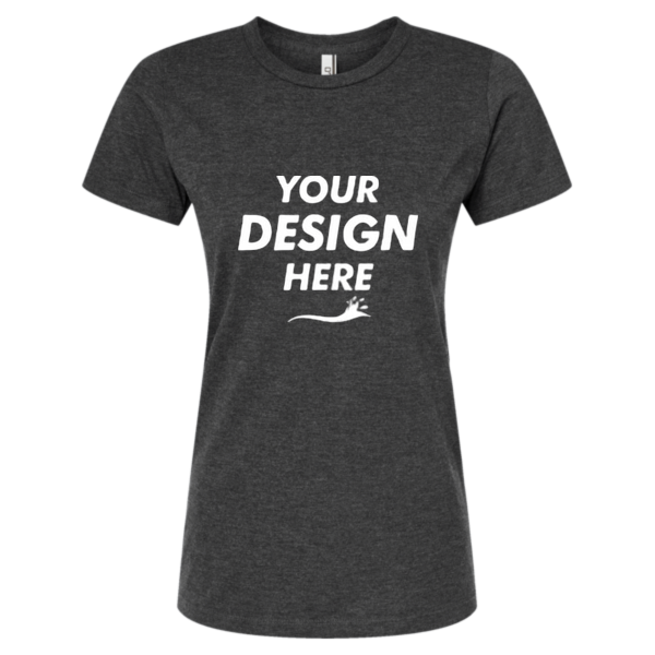 Tultex Women's Premium Cotton Blend T-Shirt, Black Heather, Front view, Mockup