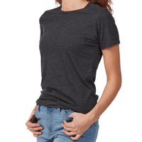 Tultex Women's Premium Cotton Blend T-Shirt, Black Heather, Left Sleeve view