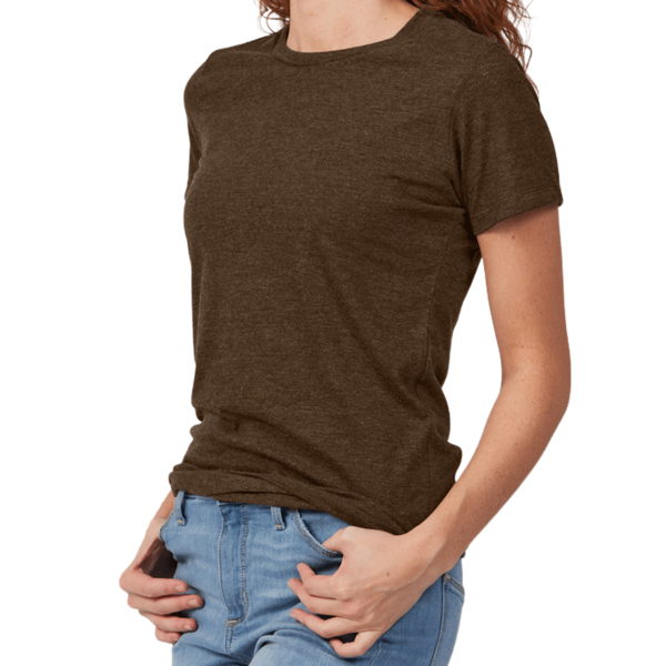 Tultex Women's Premium Cotton Blend T-Shirt, Brown Heather, Left Sleeve view