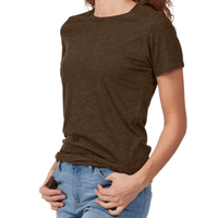 Tultex Women's Premium Cotton Blend T-Shirt, Brown Heather, Left Sleeve view