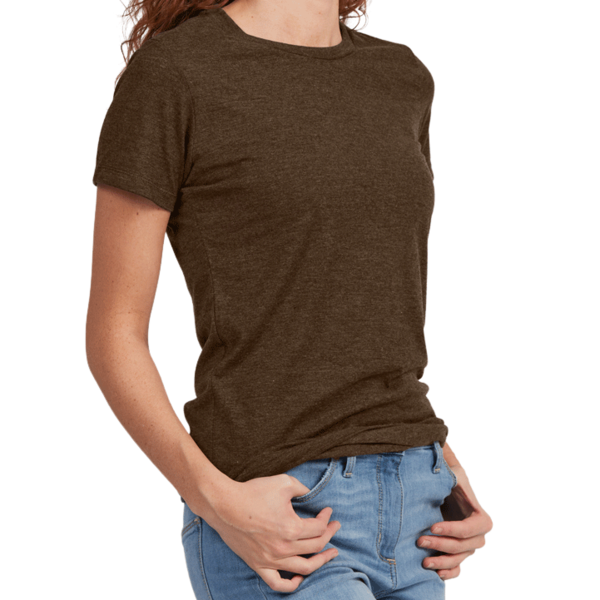 Tultex Women's Premium Cotton Blend T-Shirt, Brown Heather, Right Sleeve view