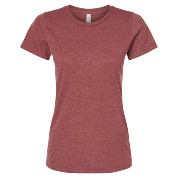 Tultex Women's Premium Cotton Blend T-Shirt, Burgundy Heather, Front view