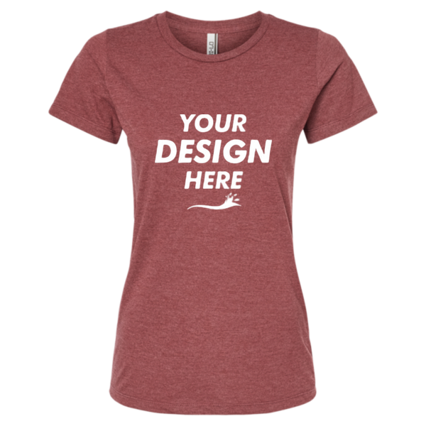 Tultex Women's Premium Cotton Blend T-Shirt, Burgundy Heather, Front view, Mockup