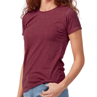 Tultex Women's Premium Cotton Blend T-Shirt, Burgundy Heather, Left Sleeve view