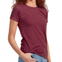Tultex Women's Premium Cotton Blend T-Shirt, Burgundy Heather, Right Sleeve view