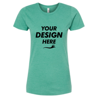 Tultex Women's Premium Cotton Blend T-Shirt, Kelly Heather, Front view, Mockup