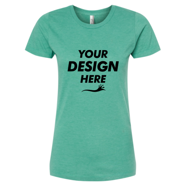 Tultex Women's Premium Cotton Blend T-Shirt, Kelly Heather, Front view, Mockup