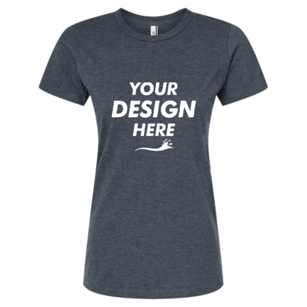 Tultex Women's Premium Cotton Blend T-Shirt, Navy Heather, Front view, Mockup